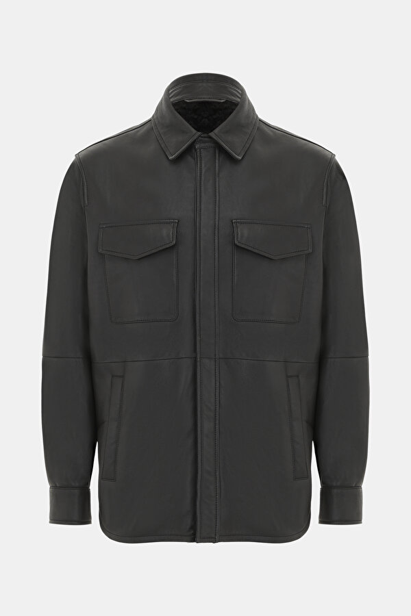 BLACK LEATHER COAT