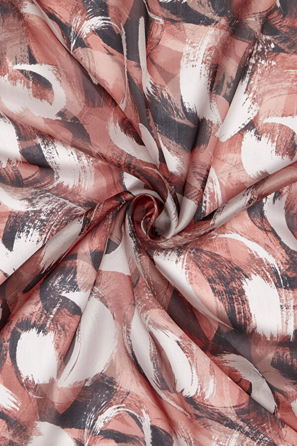 MAROON GEOMETRIC DESIGN VOILE SATIN SHAWL 2