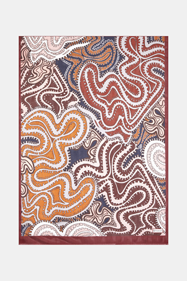 ORANGE PAISLEY PATTERNED VOILE SATIN SHAWL