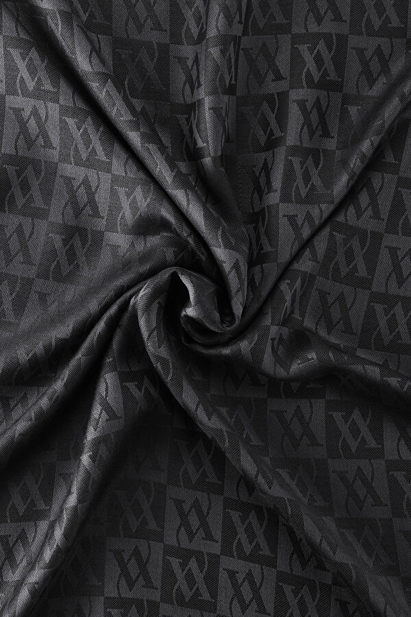 BLACK JACQUARD WOOL/SILK SHAWL 2