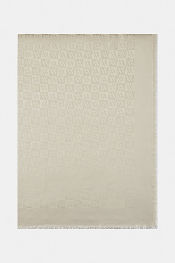 ECRU JACQUARD WOOL/SILK SHAWL