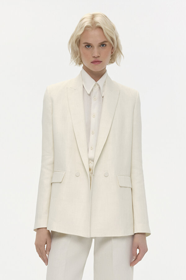 WHITE SURPLICE NECKLINE (CROSS-OVER NECKLINE) JACKET 2