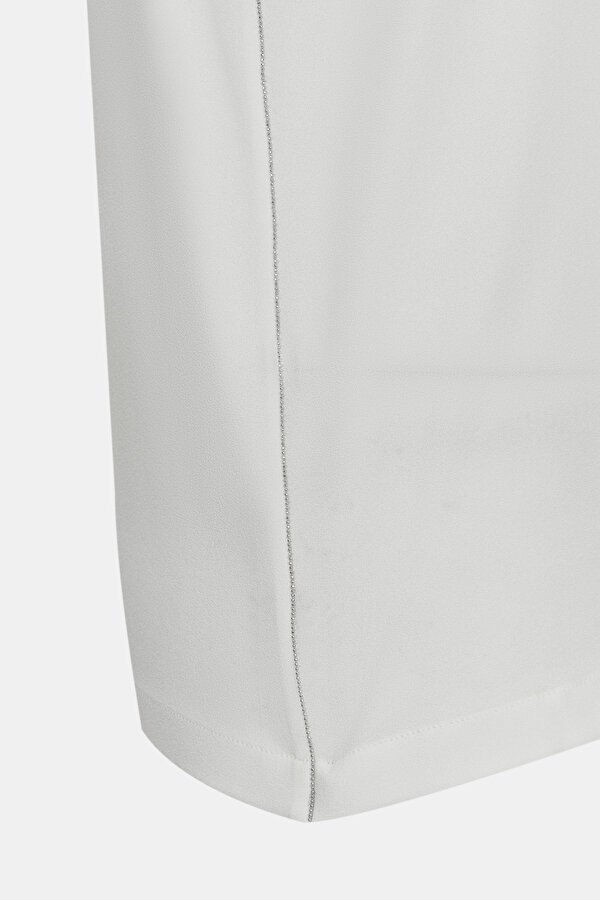 WHITE BASIC / ROUND NECKLINE SHORT SLEEVE BLOUSE 6