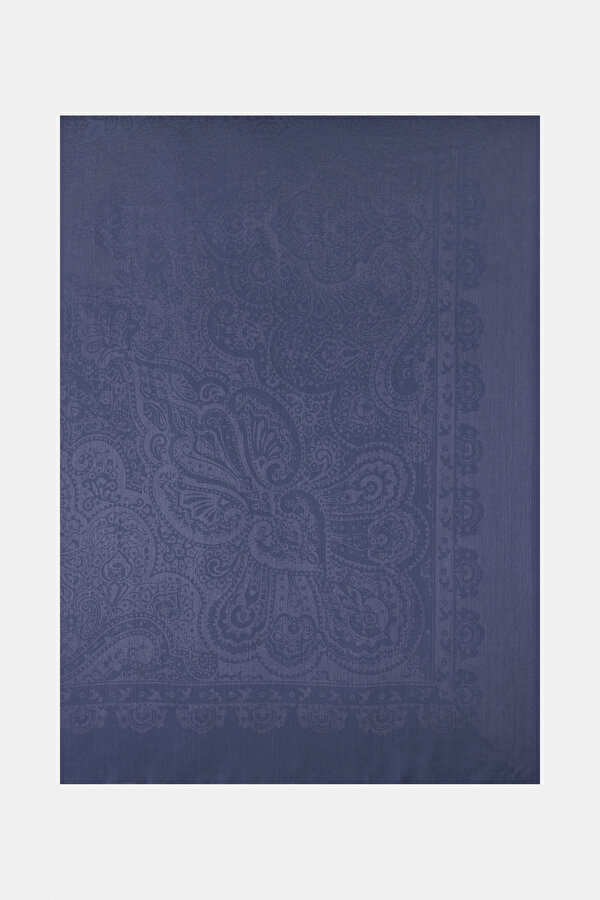 DARK NAVY BLUE JACQUARD MODAL/SILK SHAWL