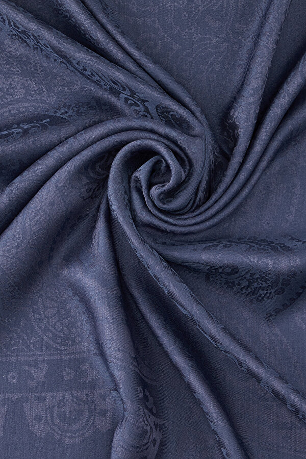 DARK NAVY BLUE JACQUARD MODAL/SILK SHAWL 2