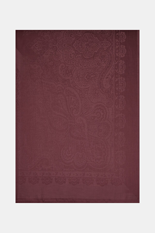 MAROON JACQUARD MODAL/SILK SHAWL