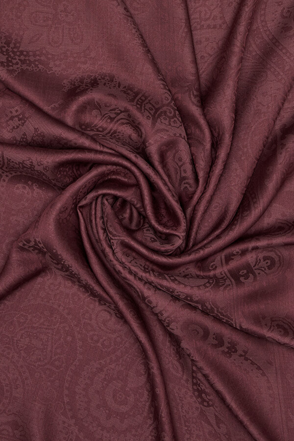 MAROON JACQUARD MODAL/SILK SHAWL 2