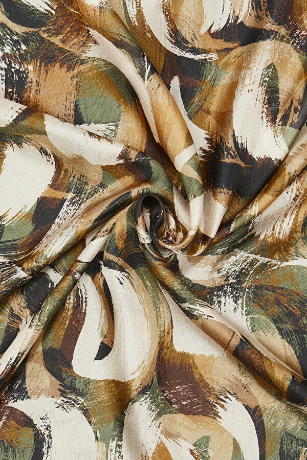 CINNAMON GEOMETRIC DESIGN VOILE SATIN SHAWL 2