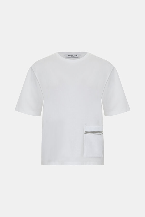 BEYAZ O YAKA KISA KOLLU T-SHIRT