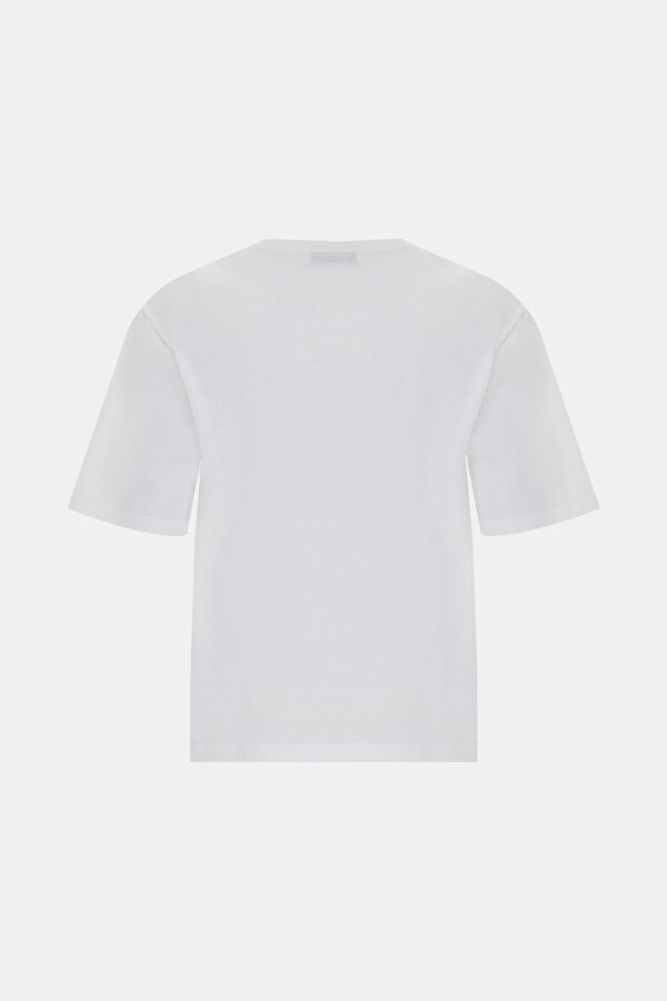 BEYAZ O YAKA KISA KOLLU T-SHIRT 2