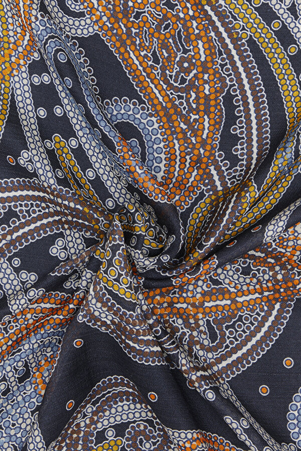 BROWN PAISLEY PATTERNED WOOL/SILK SHAWL 2