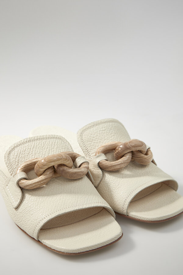 ECRU LEATHER SLIPPER 6