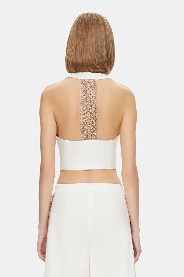 BEIGE PLUNGE NECKLINE VEST 2