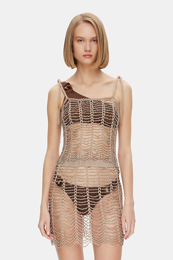 SILVER SLEEVELESS SUSPENDER BLOUSE