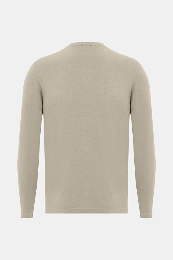 BEIGE BASIC / ROUND NECKLINE LONG SLEEVE TSHIRT 2