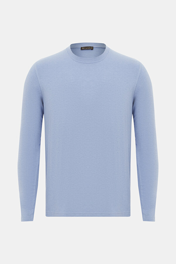BLUE BASIC / ROUND NECKLINE LONG SLEEVE TSHIRT