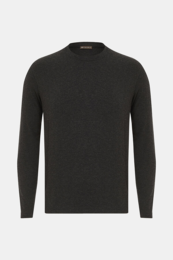 BLACK BASIC / ROUND NECKLINE LONG SLEEVE TSHIRT