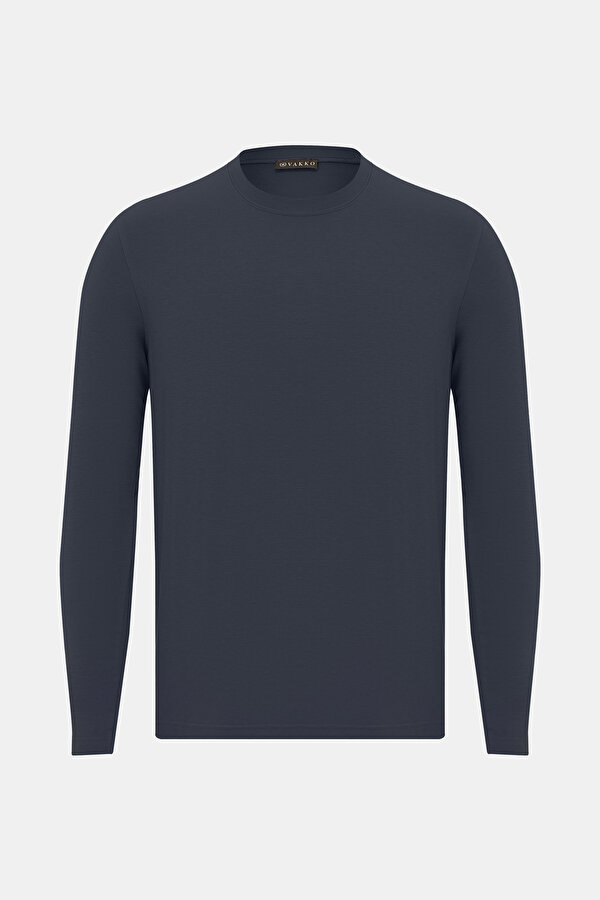 NAVY BLUE BASIC / ROUND NECKLINE LONG SLEEVE TSHIRT