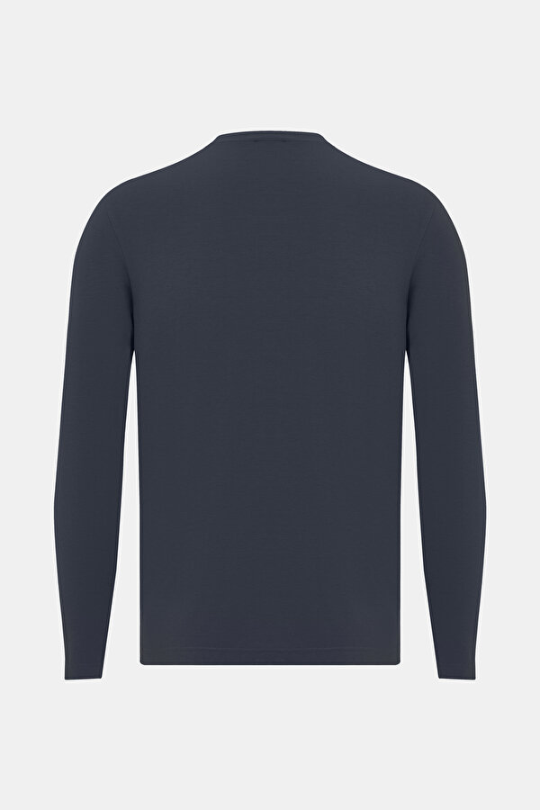 NAVY BLUE BASIC / ROUND NECKLINE LONG SLEEVE TSHIRT 2