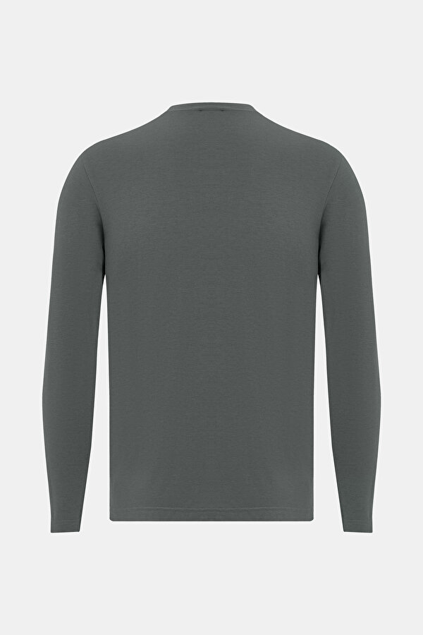 GREY BASIC / ROUND NECKLINE LONG SLEEVE TSHIRT 2