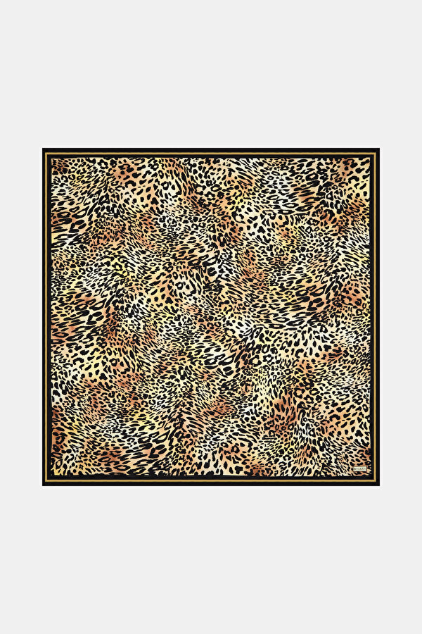 BROWN ANIMAL FIGURED SCARF
