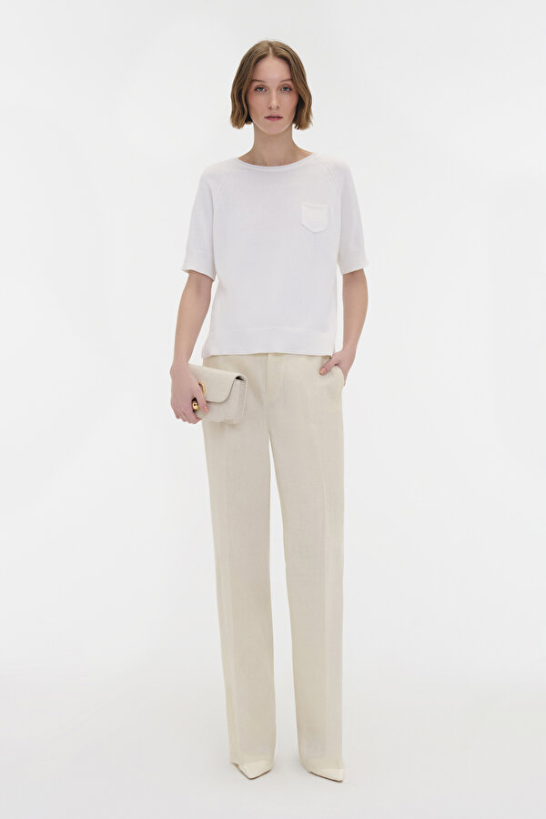 NATURAL STRAIGHT CUT TROUSERS