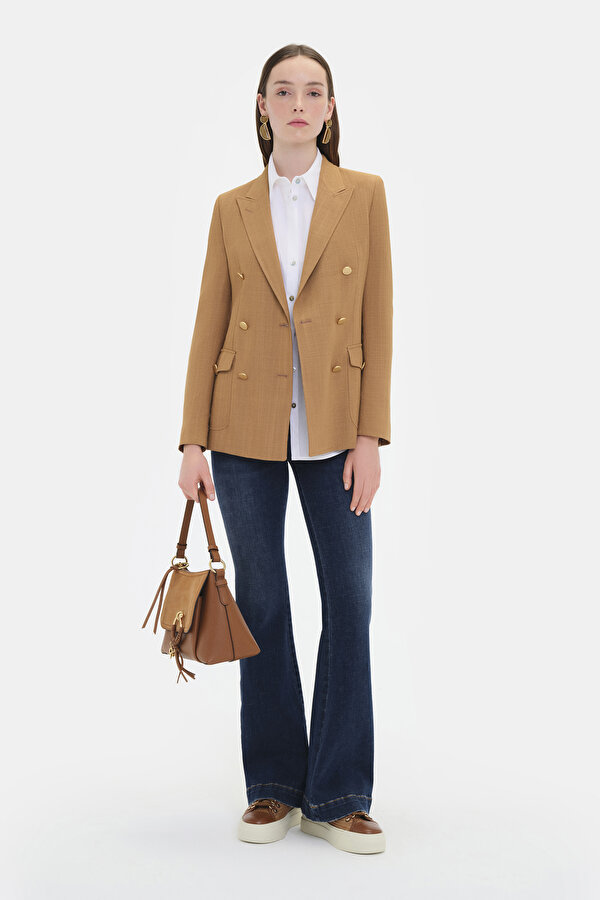 BROWN SURPLICE NECKLINE (CROSS-OVER NECKLINE) JACKET