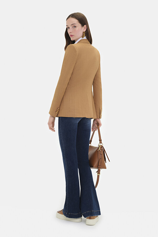 BROWN SURPLICE NECKLINE (CROSS-OVER NECKLINE) JACKET 2