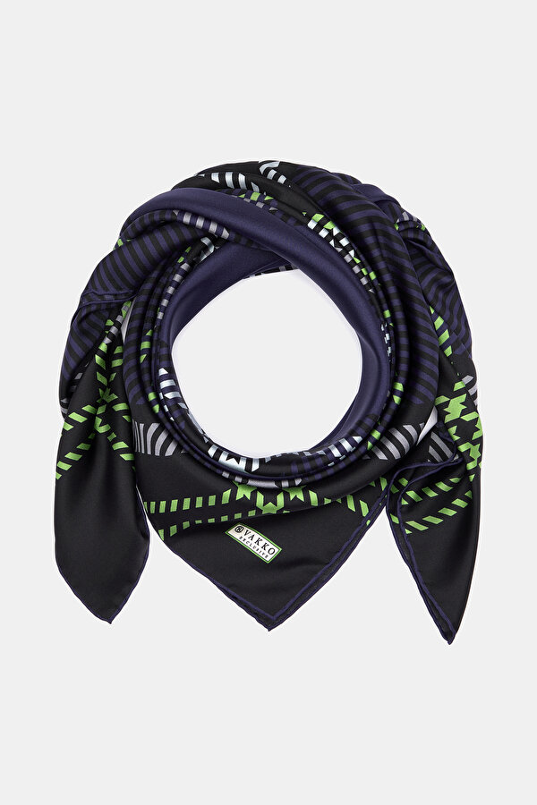 NAVY BLUE CHECK TWILL SCARF 2