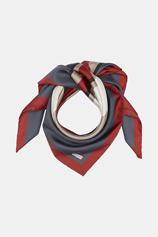 ANTHRACITE GEOMETRIC DESIGN TWILL SCARF 2