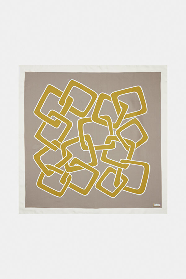 GOLD GEOMETRIC DESIGN TWILL SCARF