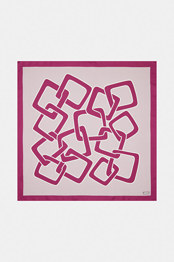 FUCHSIA GEOMETRIC DESIGN TWILL SCARF