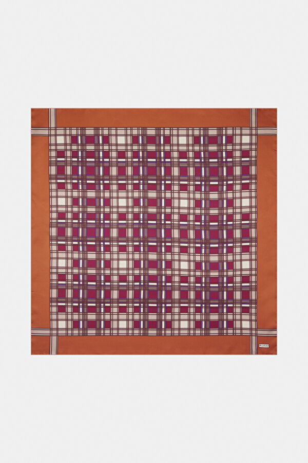 ORANGE CHECK TWILL SCARF