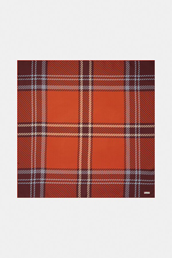 ORANGE CHECK TWILL SCARF