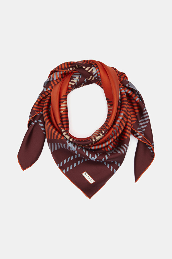 ORANGE CHECK TWILL SCARF 2
