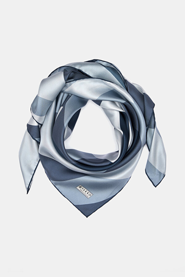 OIL GREEN GEOMETRIC DESIGN TWILL SCARF 2