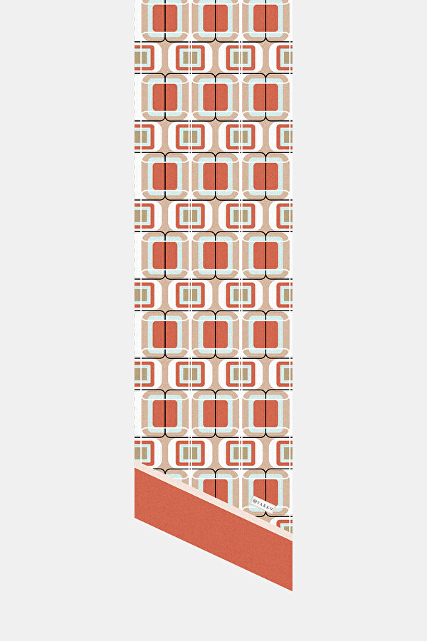 BEJ GEOMETRİK DESENLİ TWILL FULAR