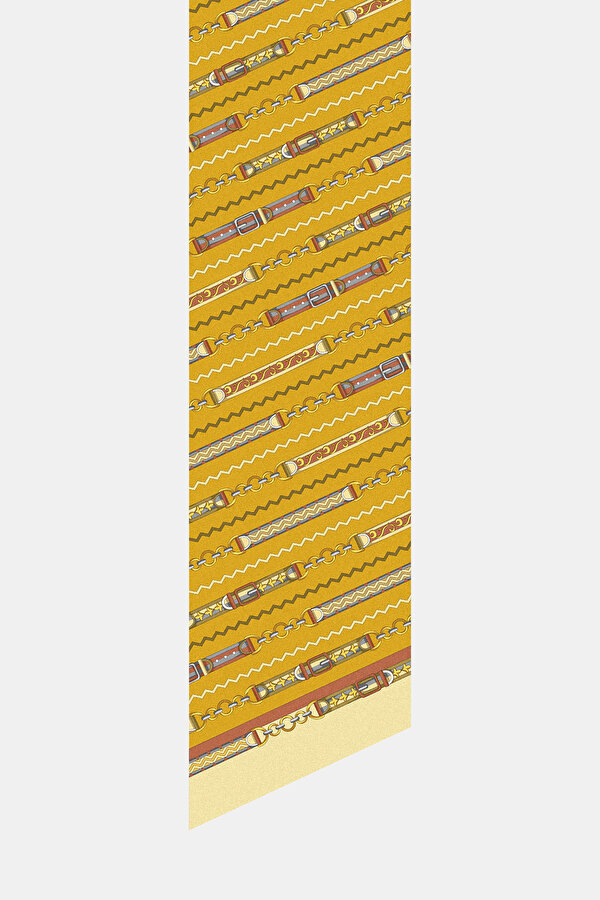 TURUNCU OBJE DESENLİ TWILL FULAR 2