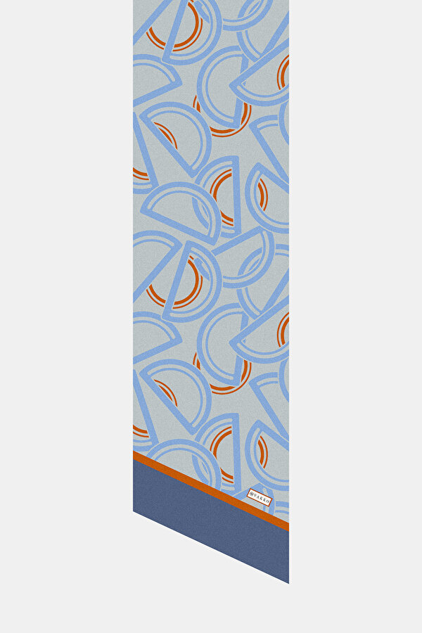 GÜMÜŞ GEOMETRİK DESENLİ TWILL FULAR