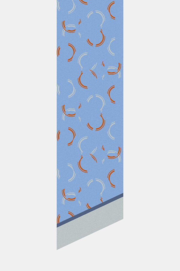 GÜMÜŞ GEOMETRİK DESENLİ TWILL FULAR 2