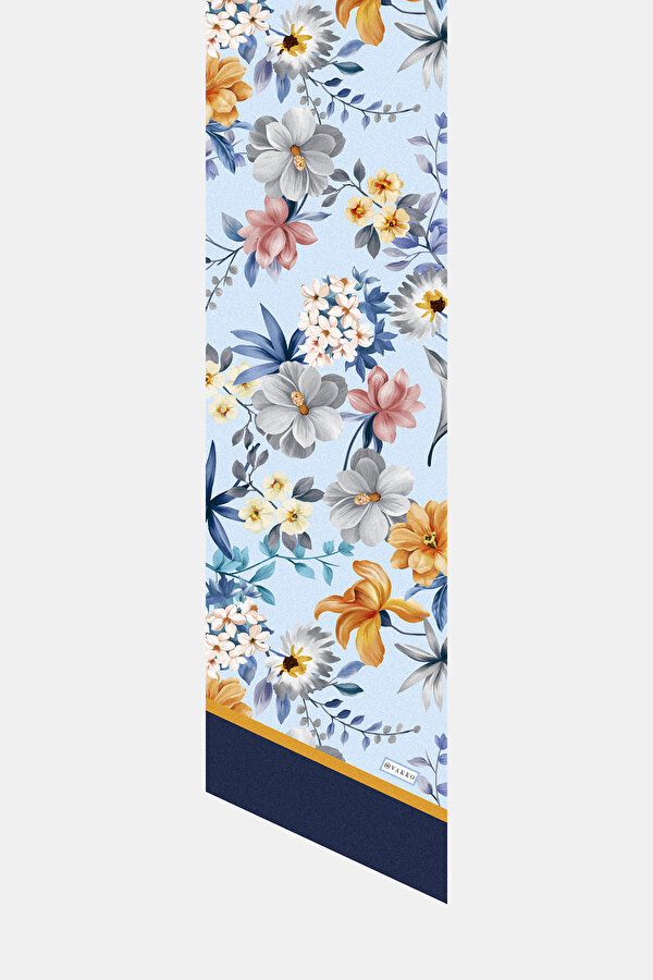 LACIVERT ÇİÇEK DESENLİ TWILL FULAR