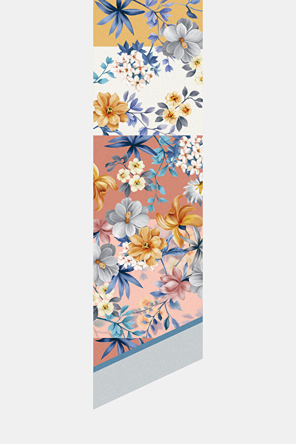 LACIVERT ÇİÇEK DESENLİ TWILL FULAR 2