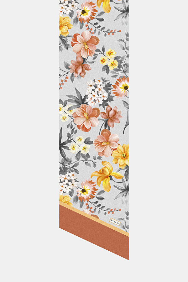 SARI ÇİÇEK DESENLİ TWILL FULAR