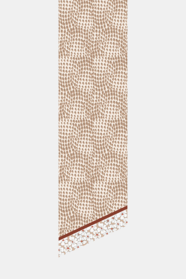 BEJ ÇİÇEK DESENLİ TWILL FULAR 2