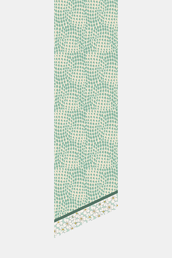 MİNT ÇİÇEK DESENLİ TWILL FULAR 2