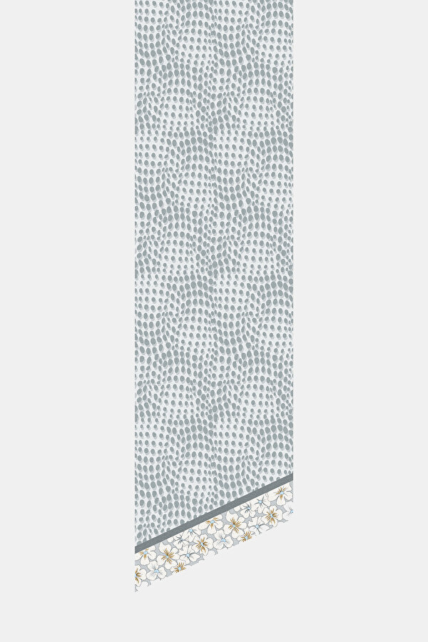 GÜMÜŞ ÇİÇEK DESENLİ TWILL FULAR 2