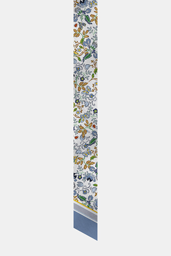 MAVİ ÇİÇEK DESENLİ TWILL FULAR