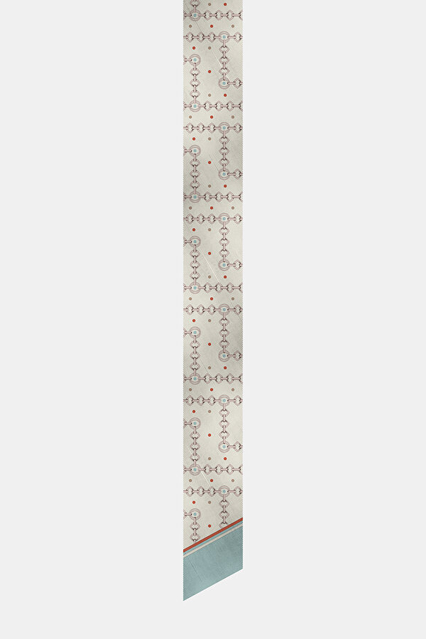 WATER GREEN GEOMETRIC DESIGN TWILL FOULARD 2