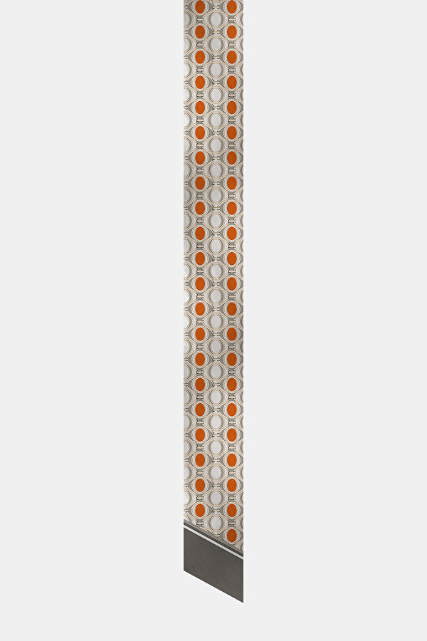CINNAMON GEOMETRIC DESIGN TWILL FOULARD