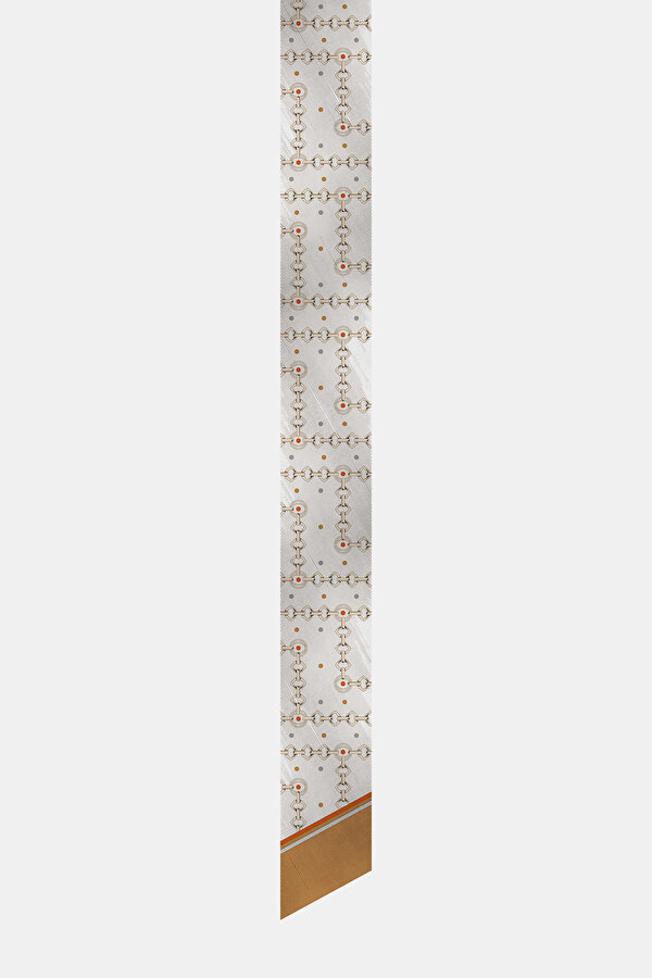 CINNAMON GEOMETRIC DESIGN TWILL FOULARD 2